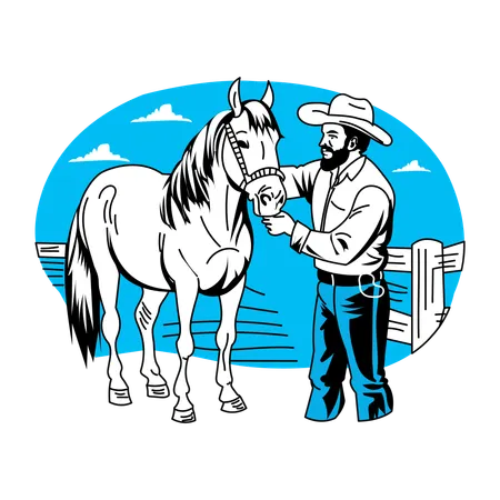 Cowboy Horse  Illustration