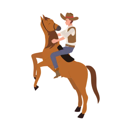 Cowboy in hat riding horse  일러스트레이션