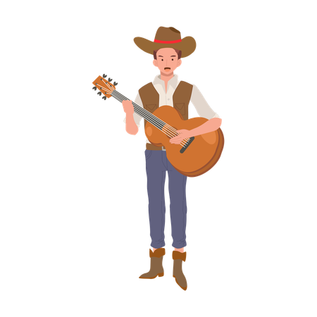 Cowboy jouant de la guitare  Illustration