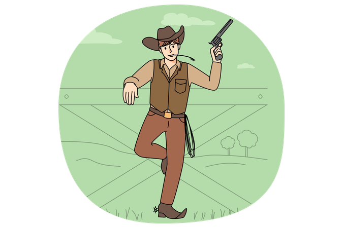 Cowboy masculino fantasiado  Ilustração