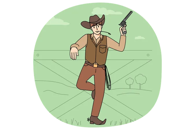 Cowboy masculino fantasiado  Ilustração