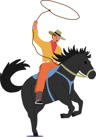 Cowboy riding horse  Illustration