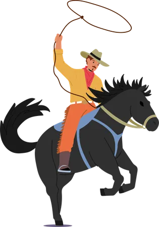 Cowboy riding horse  Illustration