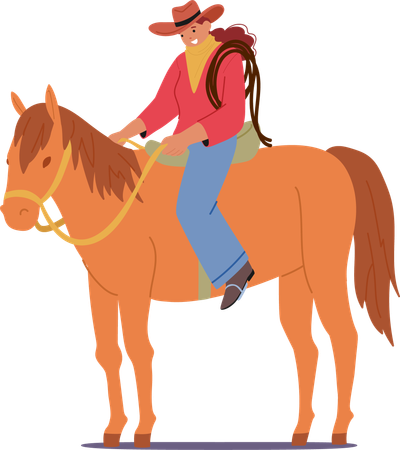 Cowboy riding horse  Illustration