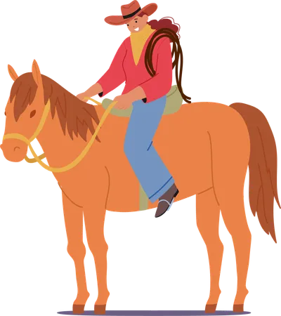 Cowboy riding horse  Illustration