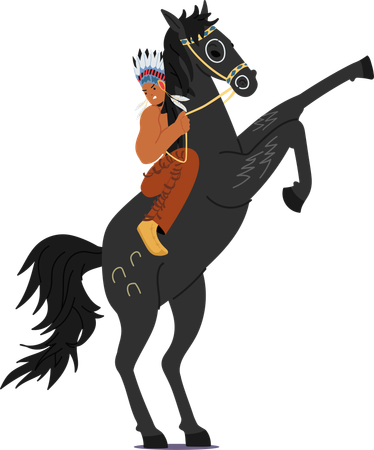 Cowboy riding horse  Illustration