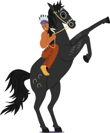 Cowboy riding horse  Illustration