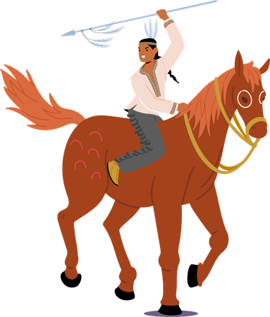 Cowboy riding horse  Illustration