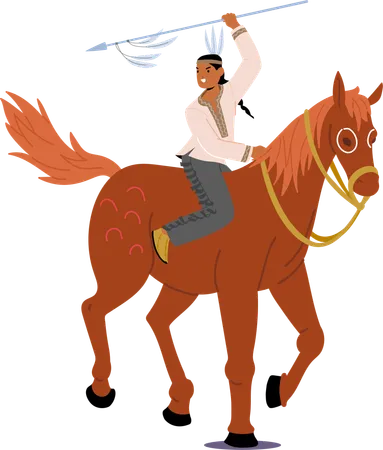 Cowboy riding horse  Illustration