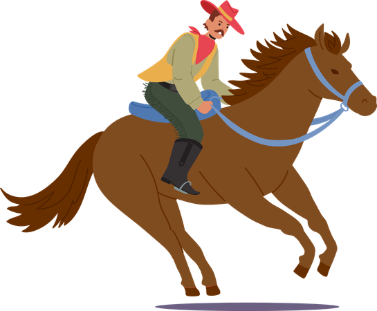 Cowboy riding horse  Illustration