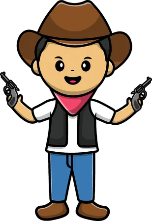 Cowboy segurando arma  Ilustração