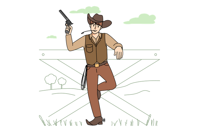 Cowboy with Gun  Illustration