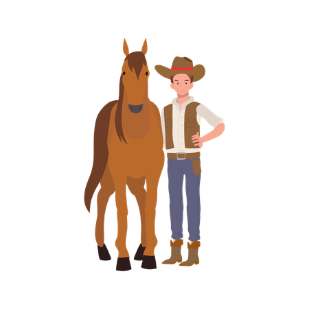 Cowboy with horse  Illustration