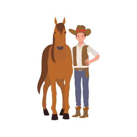 Wild West Cowboy Western Cowboy With Horse Illustration