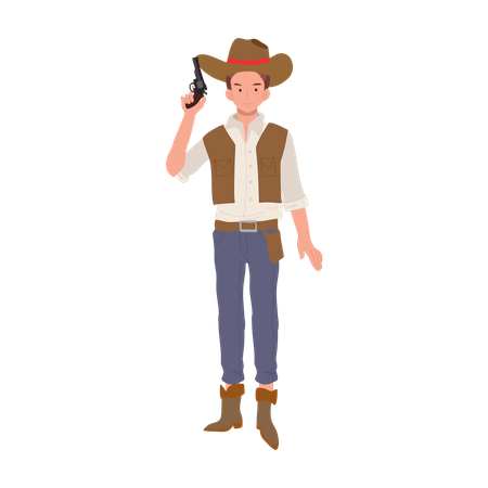Cowboy with pistol  Illustration