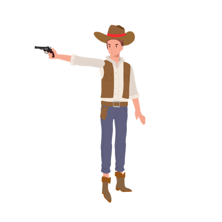 Cowboy with pistol  イラスト