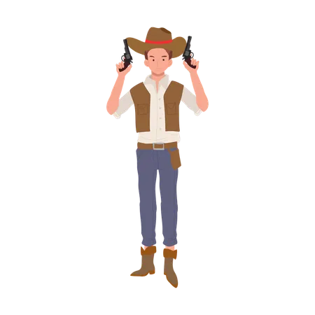 Cowboy with pistol  Illustration