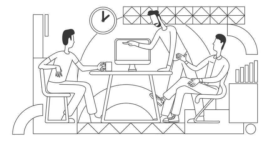 Coworkers discussing business strategy  Illustration