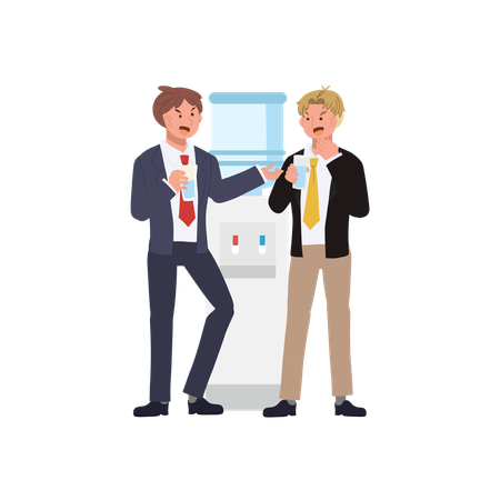 Coworkers gossiping at water cooler  Illustration