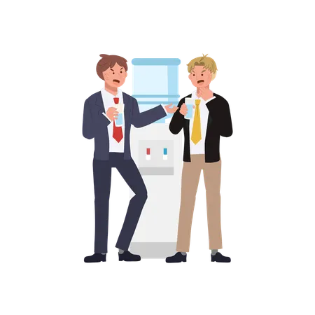 Coworkers gossiping at water cooler  Illustration