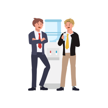 Coworkers gossiping at water cooler  Illustration