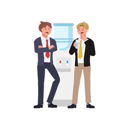 Coworkers gossiping at water cooler  Illustration