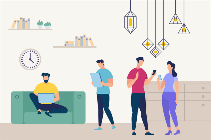 Coworking Space Company to Start Business Project  Illustration