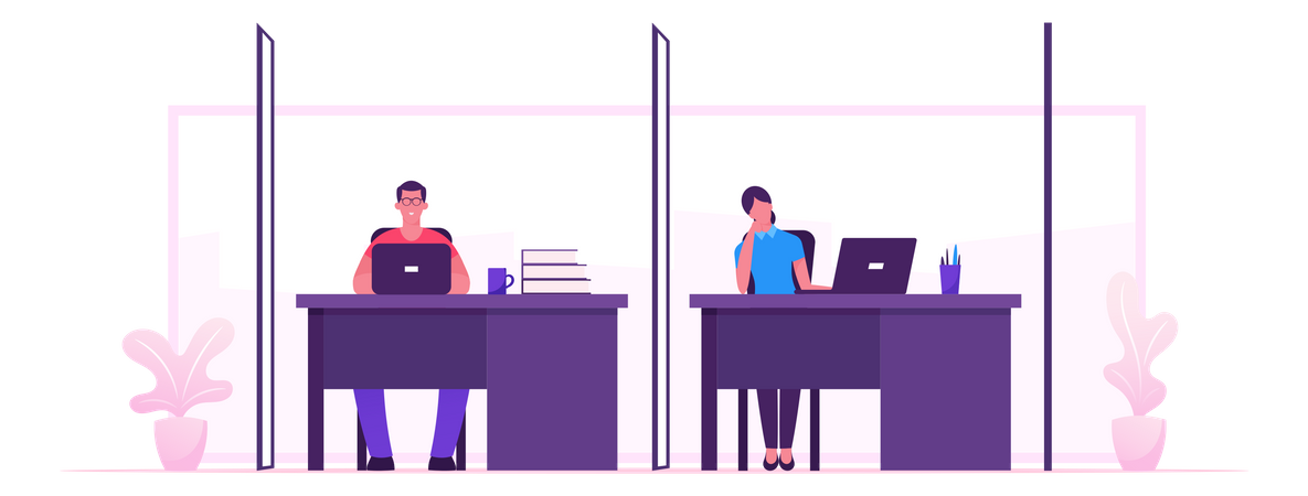 Coworking Team  Illustration