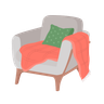 illustration for cozy armchair with blanket