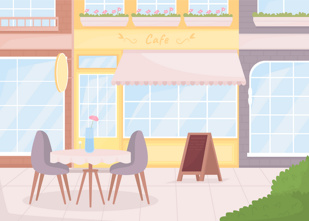 Cozy atmosphere of street cafe  Illustration