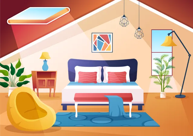 Cozy Bedroom Interior  Illustration