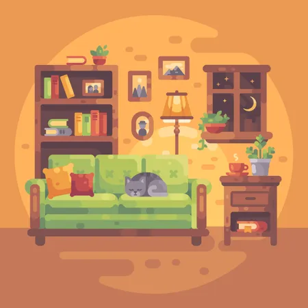 Cozy Evening At Home  Illustration