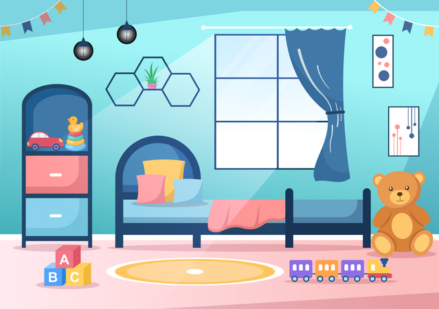 Cozy Kids Bedroom  Illustration