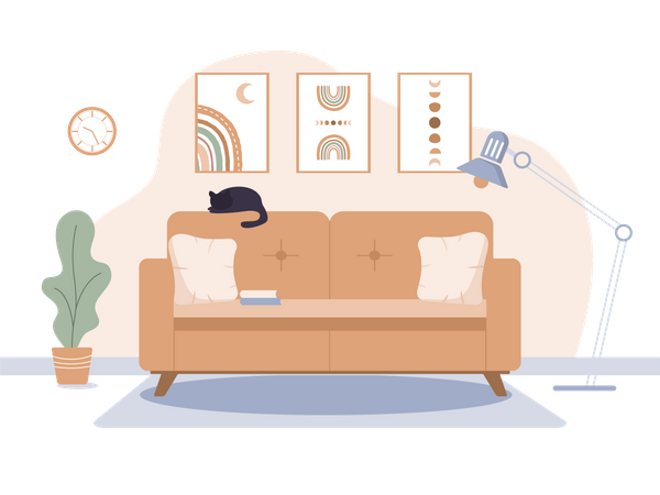 Cozy living room interior  일러스트레이션