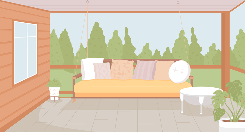 Cozy terrace with furniture  Illustration
