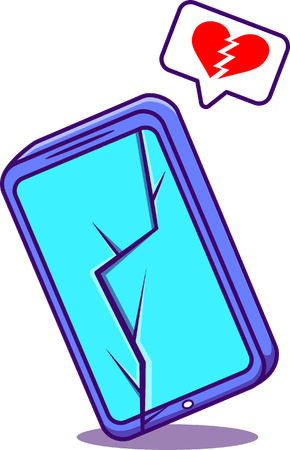 Cracked Phone With Broken Chat Symbol  Illustration