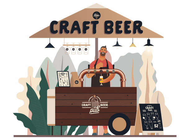 Craft Beer Cart Illustration