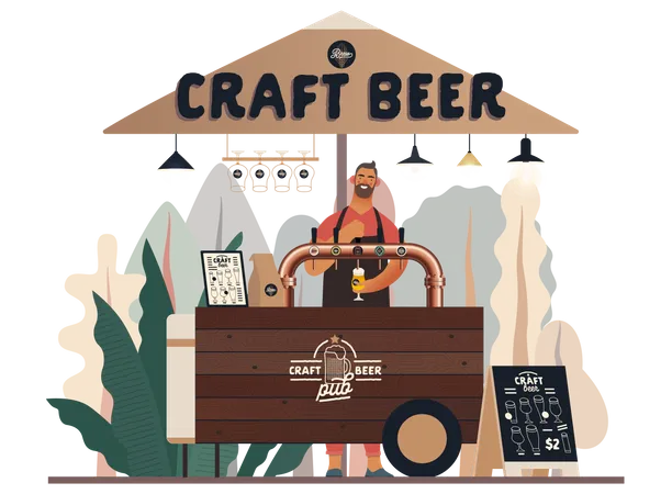 Craft Beer Cart Illustration