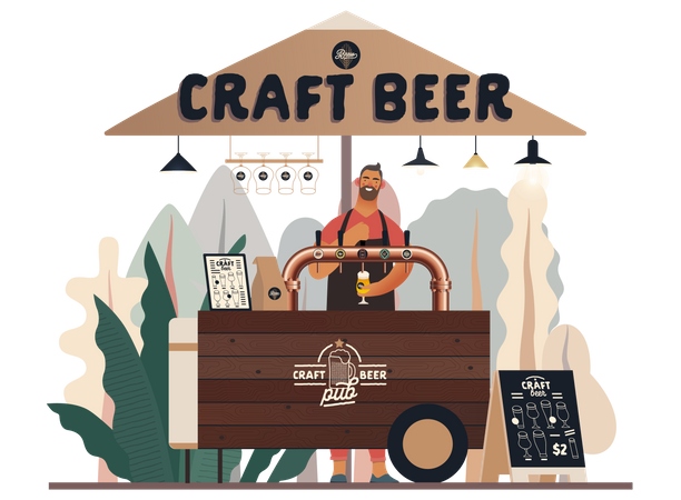 Craft Beer Cart  Illustration