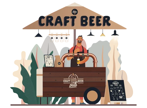 Craft-Beer-Wagen  Illustration