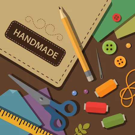 Crafting materials and tools  Illustration
