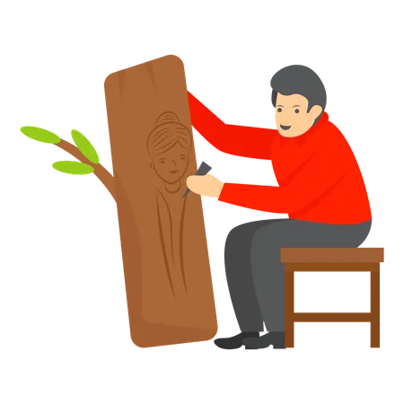 樽職人による木樽の製作  イラスト