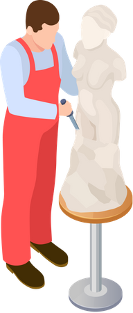 Craftsman making statue Illustration