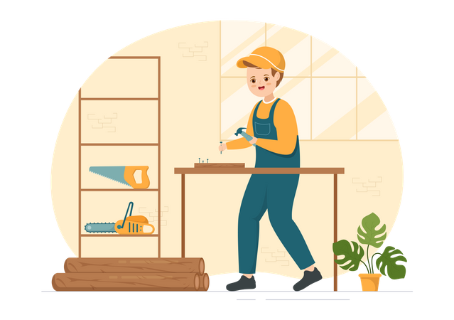 Craftsman working  Illustration