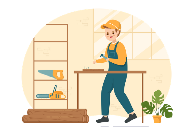 Craftsman working Illustration