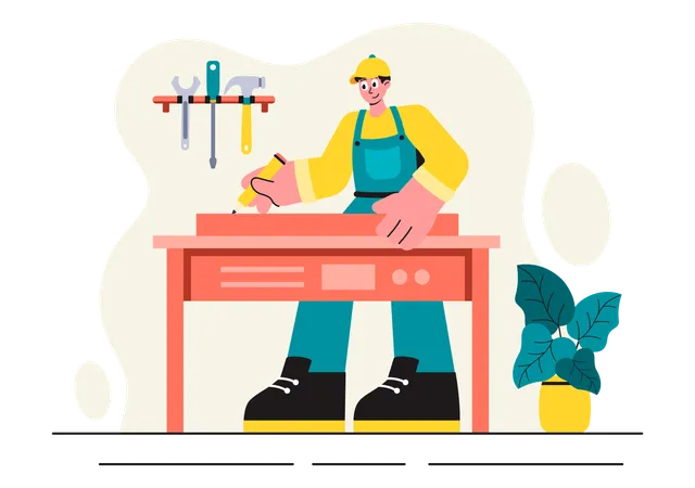 Craftsmen with Carpentry Skills  Illustration