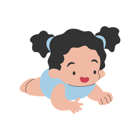 Crawling baby girl  Illustration