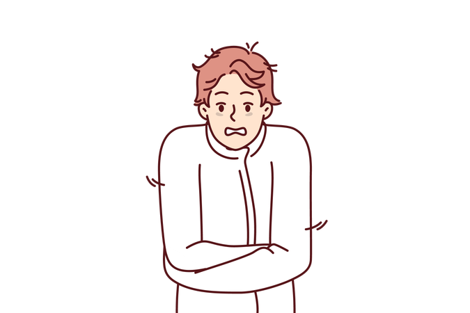 Crazy man in straitjacket needs urgent psychiatric help after nervous breakdown or bipolar disorder  イラスト