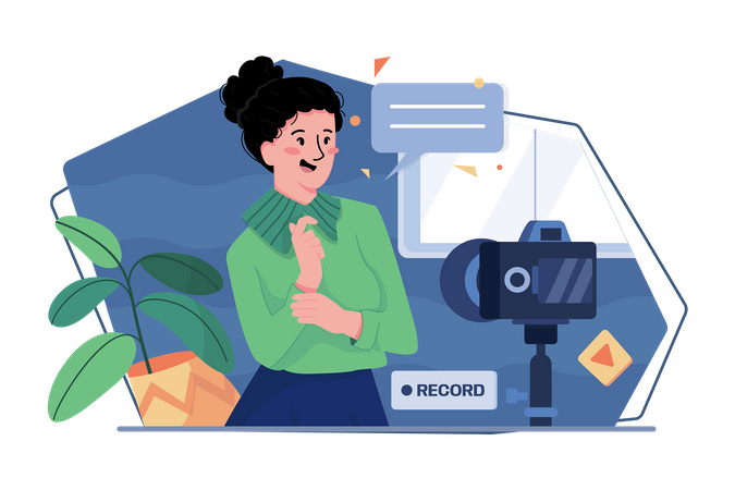 Creador de contenido grabando video  Ilustración