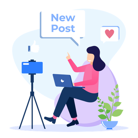 Creador de contenido trabajando en video.  Illustration